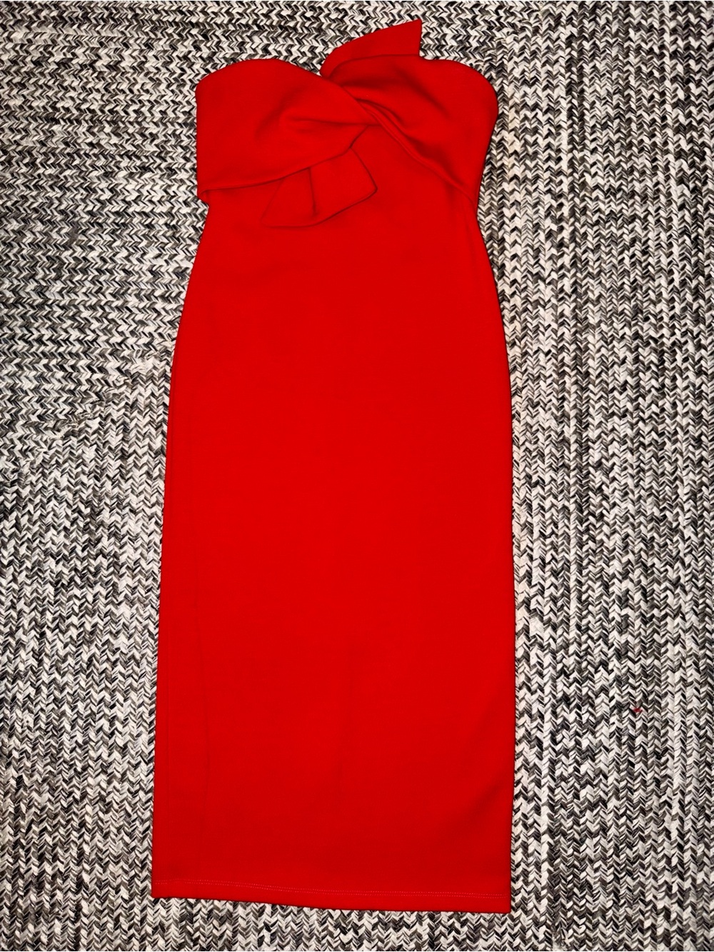 Topshop Red Bow Twist Strapless Midi Dress Sz 6